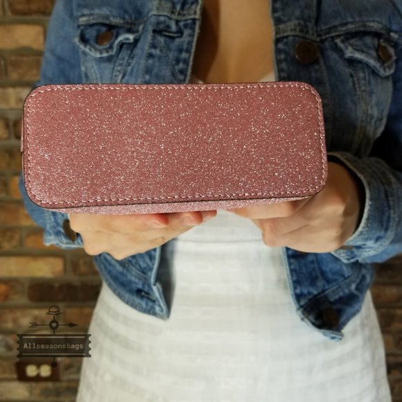 Kate Spade LOLA glitter small dome cosmetic PINK - Picture 7 of 7